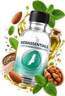 Kerassentials key ingredients with almonds, mint, and oil